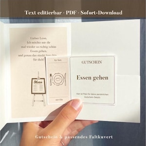 Personalized meal voucher – A personal gift of time with matching voucher packaging (PDF Adobe Acrobat - print template)