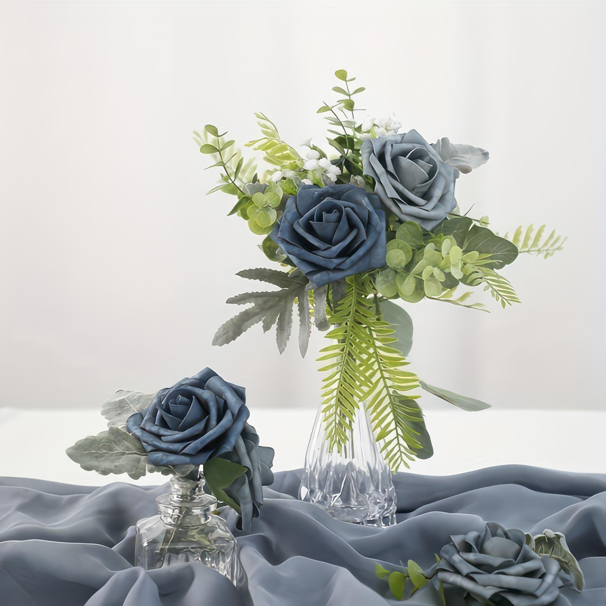25 Dusty Blue Artificial Roses: DIY Wedding Bouquets - Etsy