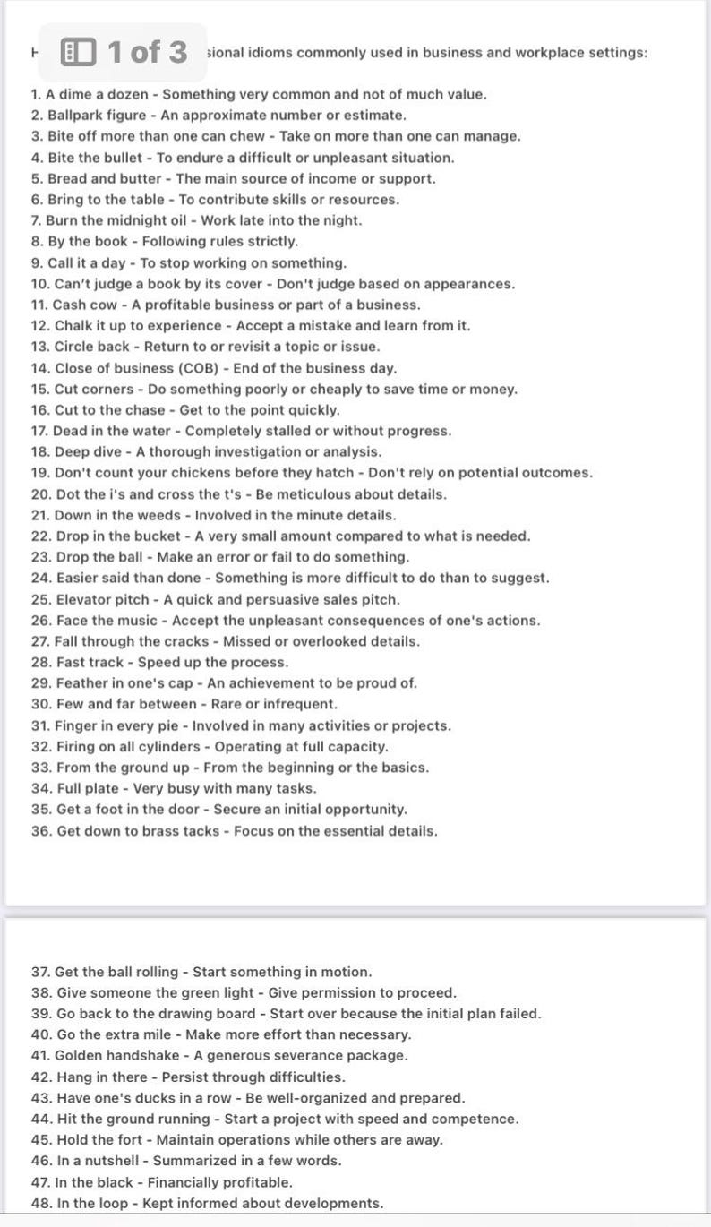 Idioms for Professional Use: Home Office Wall Decor (PDF Download) - Etsy