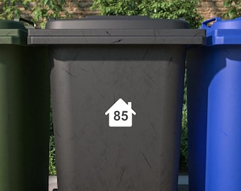 Personalised Wheelie Bin Sticker Decal Graphic vinyl house numbers
