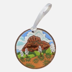 Rare Vintage Artist Signed Peggy Karr Studio Fused Glass art Bell Rock Sedona Round Ornament Sun catcher Handmade