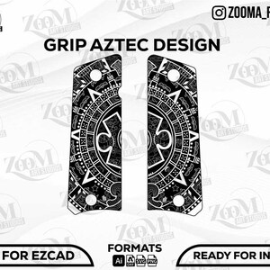 Grips 1911 Full Size Cachas 38 Aztec Calendar Gold and Nickel Plated