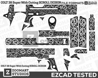 1911 Colt .38 Super Scroll Design Svg,lasercut,laserengraving,engravingfiles,laserpattern,engravingdesign,engravingpattern,metalart