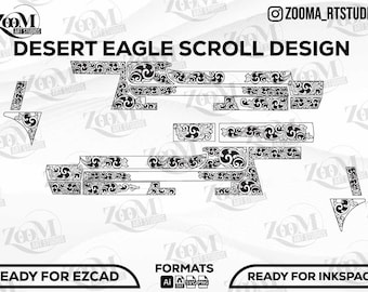 Desert Eagle Scroll Design Svg,lasercut,laserengraving,engravingfiles,laserpattern,engravingdesign,engravingpattern,metalart