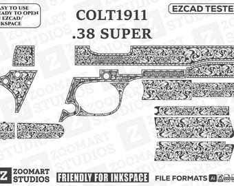 Colt 1911 .38 Super Laser Engraving Scroll Design (Digital Download)