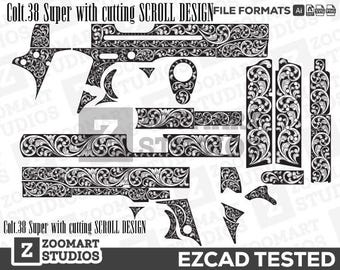 1911 Colt .38 Super Scroll Design Svg,lasercut,laserengraving,engravingfiles,laserpattern,engravingdesign,engravingpattern,metalart