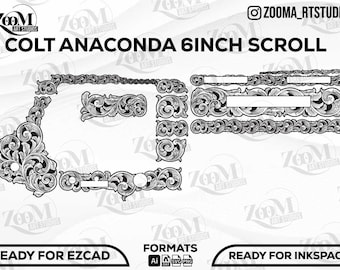 Colt Anaconda 4.25" Scroll Design Svg,lasercut,laserengraving,engravingfiles,laserpattern,engravingdesign,engravingpattern,metalart