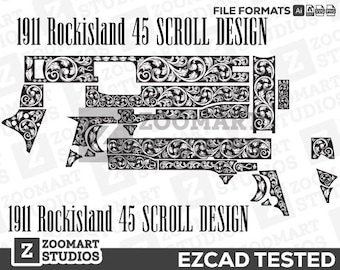 1911 Rockisland Scroll Design Svg,lasercut,laserengraving,engravingfiles,laserpattern,engravingdesign,engravingpattern,metalart