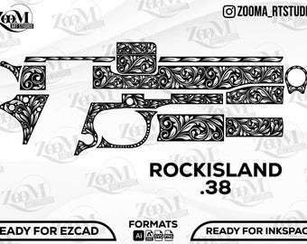 Rockisland .38 Scroll Design Svg,lasercut,laserengraving,engravingfiles,laserpattern,engravingdesign,engravingpattern,metalart