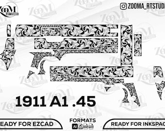 1911 A1.45 scroll design Svg,lasercut,laserengraving,engravingfiles,laserpattern,engravingdesign,engravingpattern,metalart