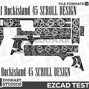 1911 Rockisland Scroll Design Svg,lasercut,laserengraving,engravingfiles,laserpattern,engravingdesign,engravingpattern,metalart