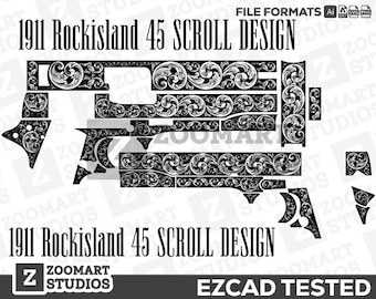 1911 Rockisland Scroll Design Svg,lasercut,laserengraving,engravingfiles,laserpattern,engravingdesign,engravingpattern,metalart