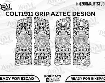 1911 Grip AZTEC Design Svg,lasercut,laserengraving,engravingfiles,laserpattern,engravingdesign,engravingpattern,metalart