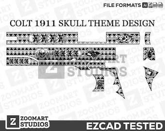 1911 Colt Skull Theme Design Svg,lasercut,laserengraving,engravingfiles,laserpattern,engravingdesign,engravingpattern,metalart
