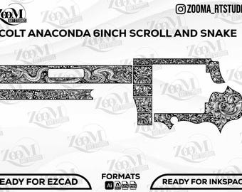 Colt Anaconda 6" Scroll Design Svg,lasercut,laserengraving,engravingfiles,laserpattern,engravingdesign,engravingpattern,metalart