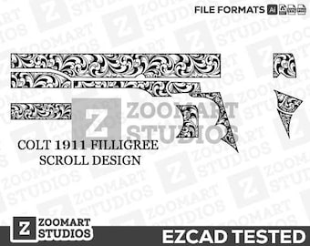 1911 Colt Scroll Design Svg,lasercut,laserengraving,engravingfiles,laserpattern,engravingdesign,engravingpattern,metalart
