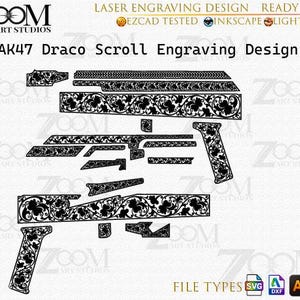AK47 Draco Scroll Engraving Design | Laser Vector File (svg, dxf, ai, png)