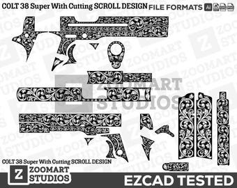 1911 Colt .38 Super Scroll Design Svg,lasercut,laserengraving,engravingfiles,laserpattern,engravingdesign,engravingpattern,metalart