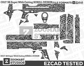1911 Colt .38 Super Scroll Design Svg,lasercut,laserengraving,engravingfiles,laserpattern,engravingdesign,engravingpattern,metalart
