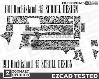1911 Rockisland Scroll Design Svg,lasercut,laserengraving,engravingfiles,laserpattern,engravingdesign,engravingpattern,metalart
