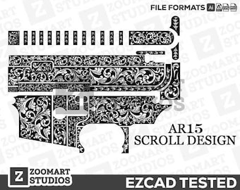 AR15 Scroll Design Svg,lasercut,laserengraving,engravingfiles,laserpattern,engravingdesign,engravingpattern,metalart