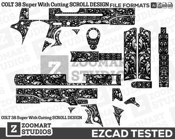 1911 Colt .38 Super Scroll Design Svg,lasercut,laserengraving,engravingfiles,laserpattern,engravingdesign,engravingpattern,metalart