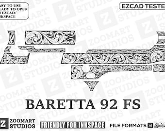 Baretta 92 Fs Scroll Design Svg,lasercut,laserengraving,engravingfiles,laserpattern,engravingdesign,engravingpattern,metalart