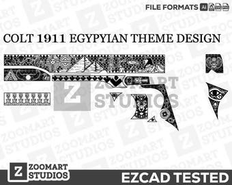 1911 Colt Egyptian Design Svg,lasercut,laserengraving,engravingfiles,laserpattern,engravingdesign,engravingpattern,metalart