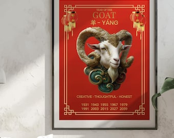 2015 | Year of the Goat | Chinese Zodiac Art | Astrology Printable