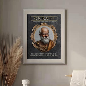 Socrates-filosoof poster, de vader van de westerse filosofie print, inspirerende wijsheid muurkunst, oud-Griekse filosoof decor