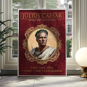 Julius Caesar Poster, Roman Leader, Ancient Rome Artwork, Julius Caesar Quote, Historical Wall Art, Roman Empire Decor