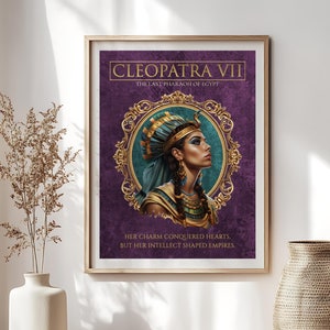 Cleopatra VII Poster Print, The Last Pharaoh of Egypt, Vintage Art Print, Historical Wall Art, Egyptian Queen Decor, Egyptian art