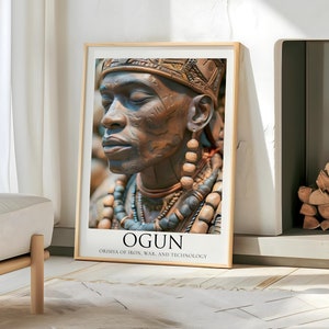 Ogun Orisha Wall Art, Yoruba Religion Print, African Spiritual Decor, African Mythology