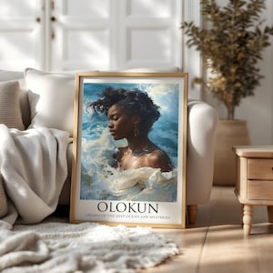 Olokun Orisha Wall Art, Yoruba Religion, African Mythology, African Spiritual Decor, Olokun Goddess