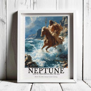 Roman God Neptune Wall Art, God of Freshwater and the Sea, Roman Mythology Printable Wall Art, Nautical Themed Home Decor