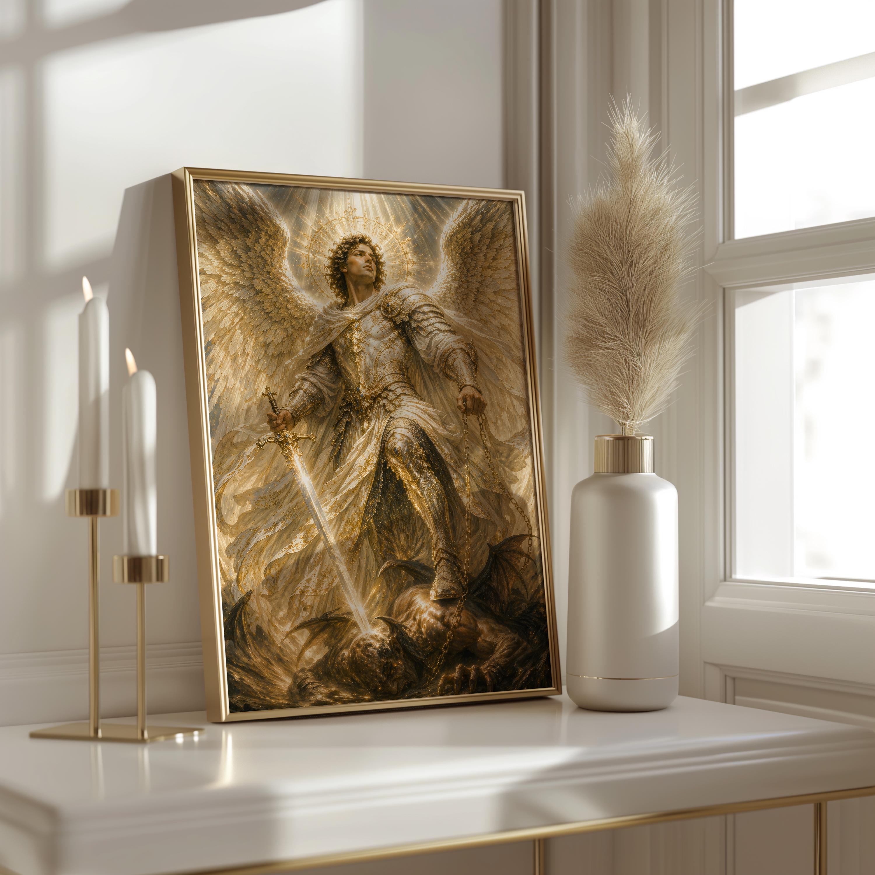 Archangel Michael Wall Art Print, Saint Michael Poster, Angel Warrior ...