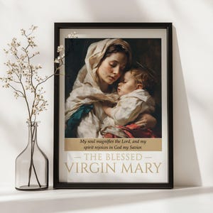 Virgin Mary and Baby Jesus Wall Art, Printable Religious Decor, Inspirational Catholic Decor, Blessed Virgin Mary, Mary Mother of God