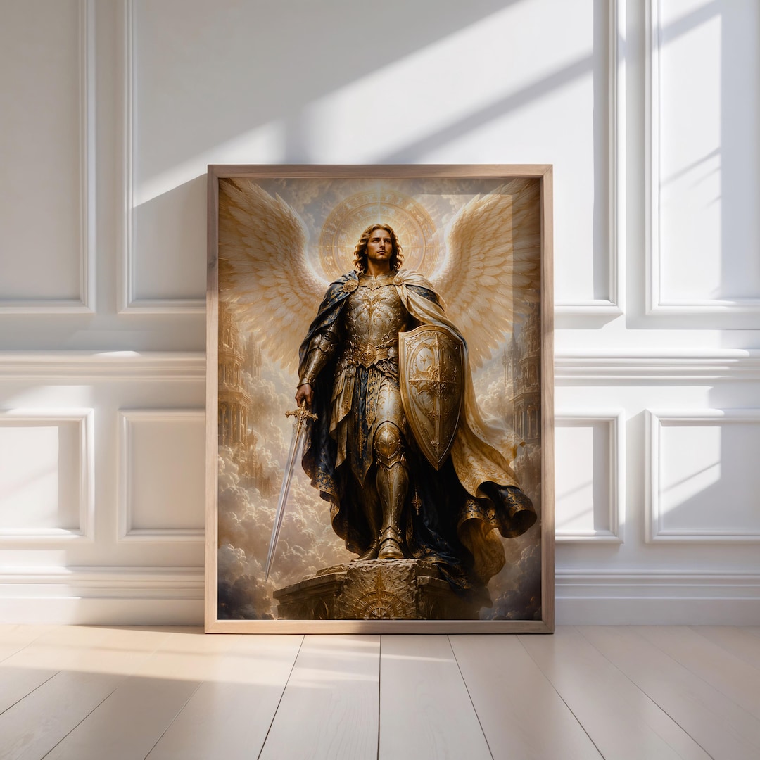Archangel Michael Wall Art Print, Saint Michael Angel Decor, Christian ...