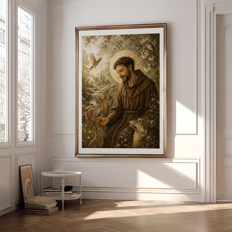 St Francis of Assisi Wall Art Print, Saint Francis Poster, Patron Saint ...