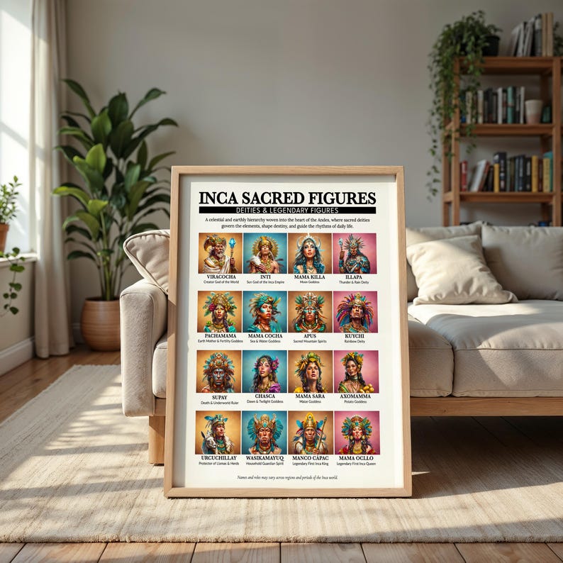 Inca Sacred Figures Poster Printable, Inca Deities Chart, Andean ...