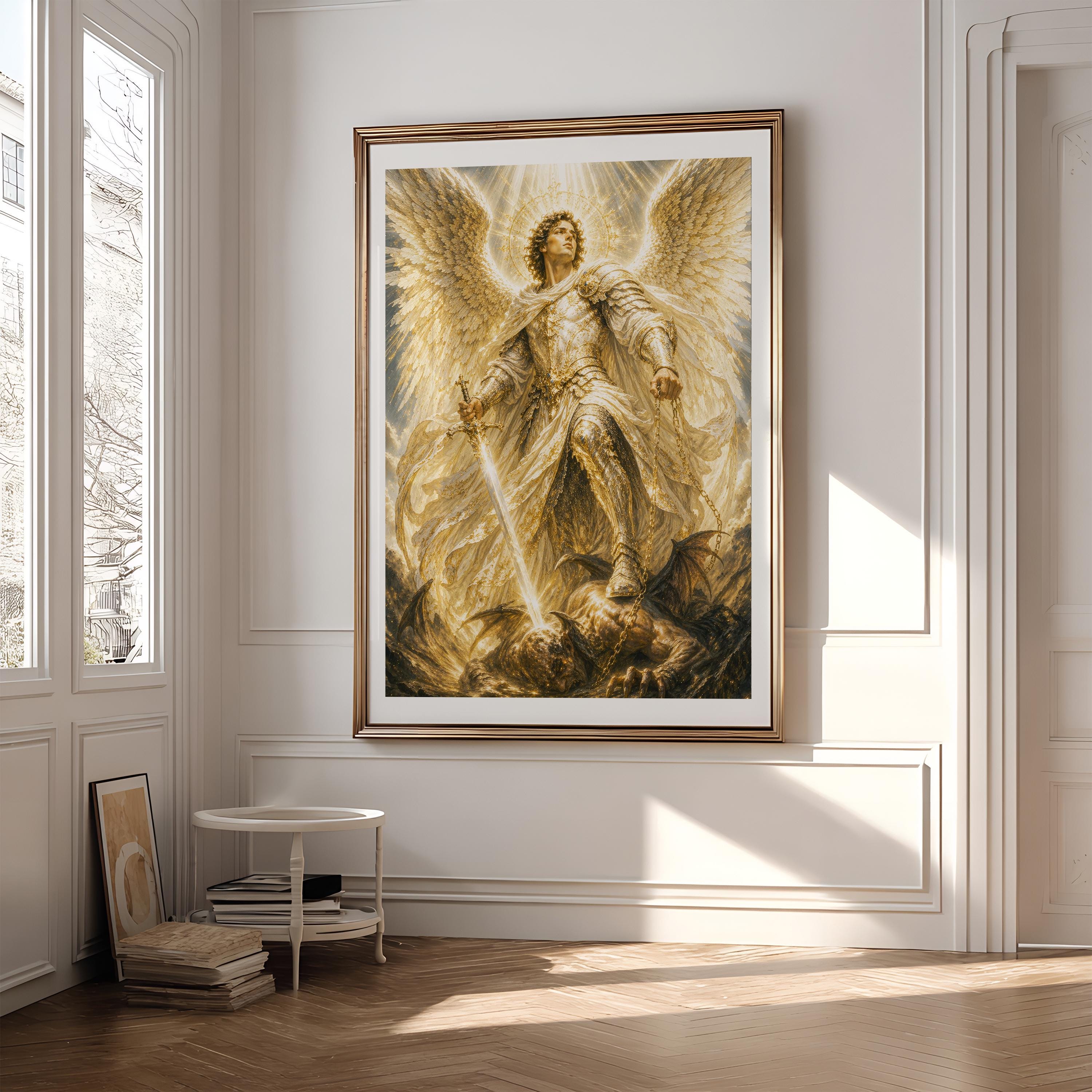 Archangel Michael Wall Art Print, Saint Michael Poster, Angel Warrior ...