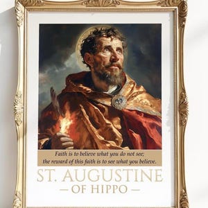 Citaatkunst Sint-Augustinus, christelijk interieur (digitale download)