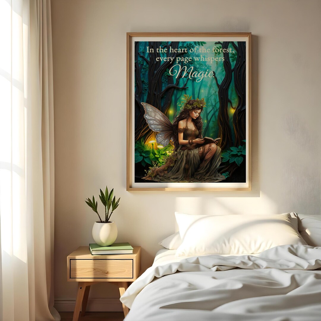 Reading Fairy Art Print, Enchanted Forest Decor (digital Download) - Etsy