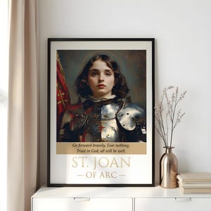Saint Joan of Arc Print, Inspirational Wall Art, Printable Christian Decor, St. Joan of Arc Digital Poster, Catholic Gift Idea, Patron Saint