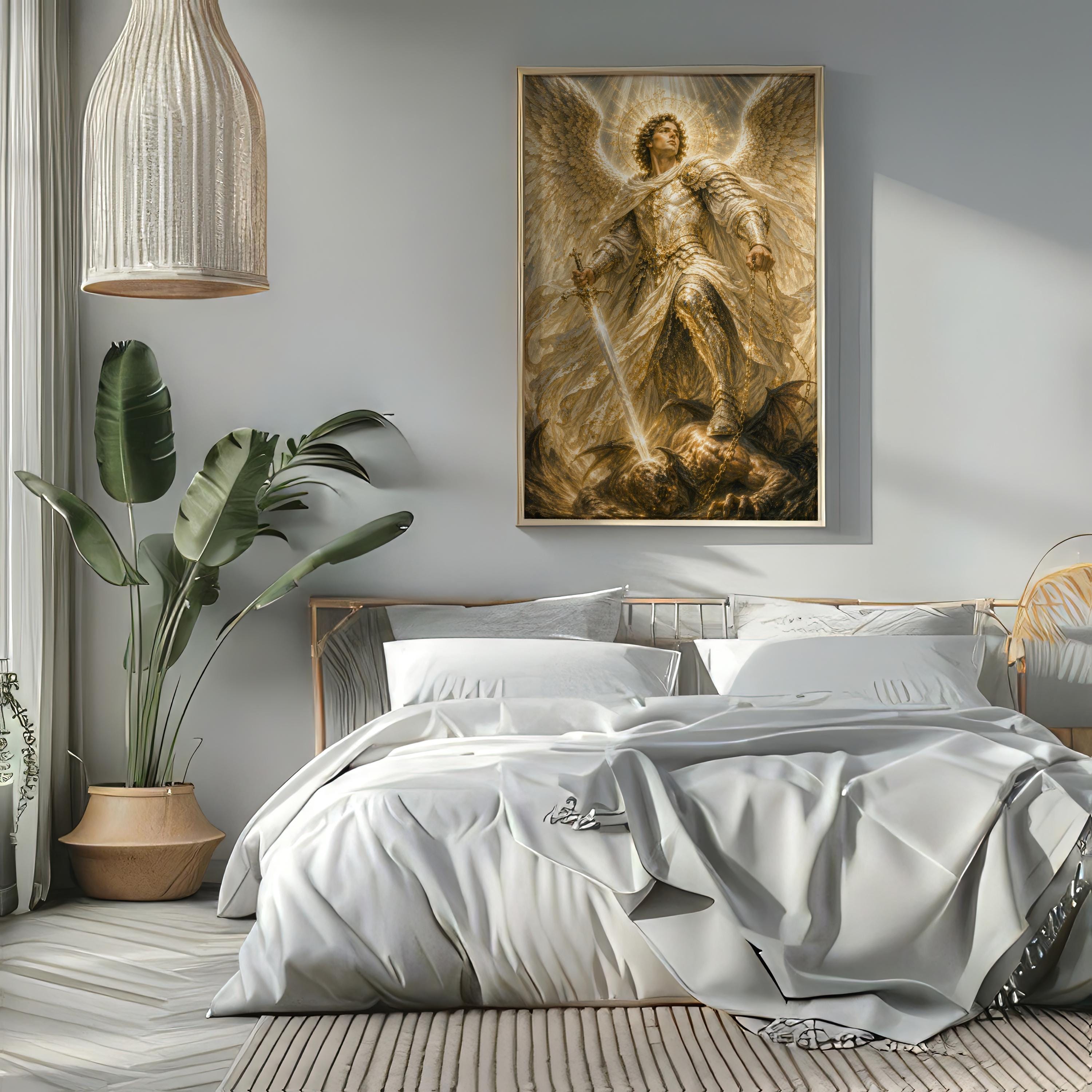 Archangel Michael Wall Art Print, Saint Michael Poster, Angel Warrior ...