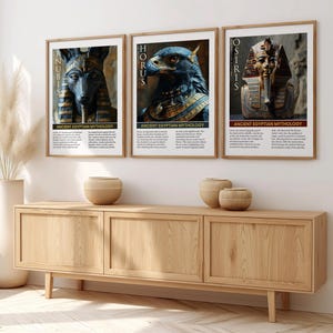 Set of 6 Ancient Egyptian Gods and Goddesses Posters, Ancient Egyptian Mythology Wall Art, Egypt Deities