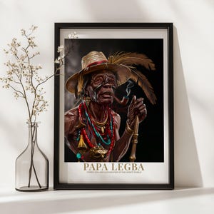 Papa Legba Vodou Loa Wall Art, Vodou Loa Wall Art, Haitian Vodou Decor, African Spiritual Art, Vodou Mythology Home Decor
