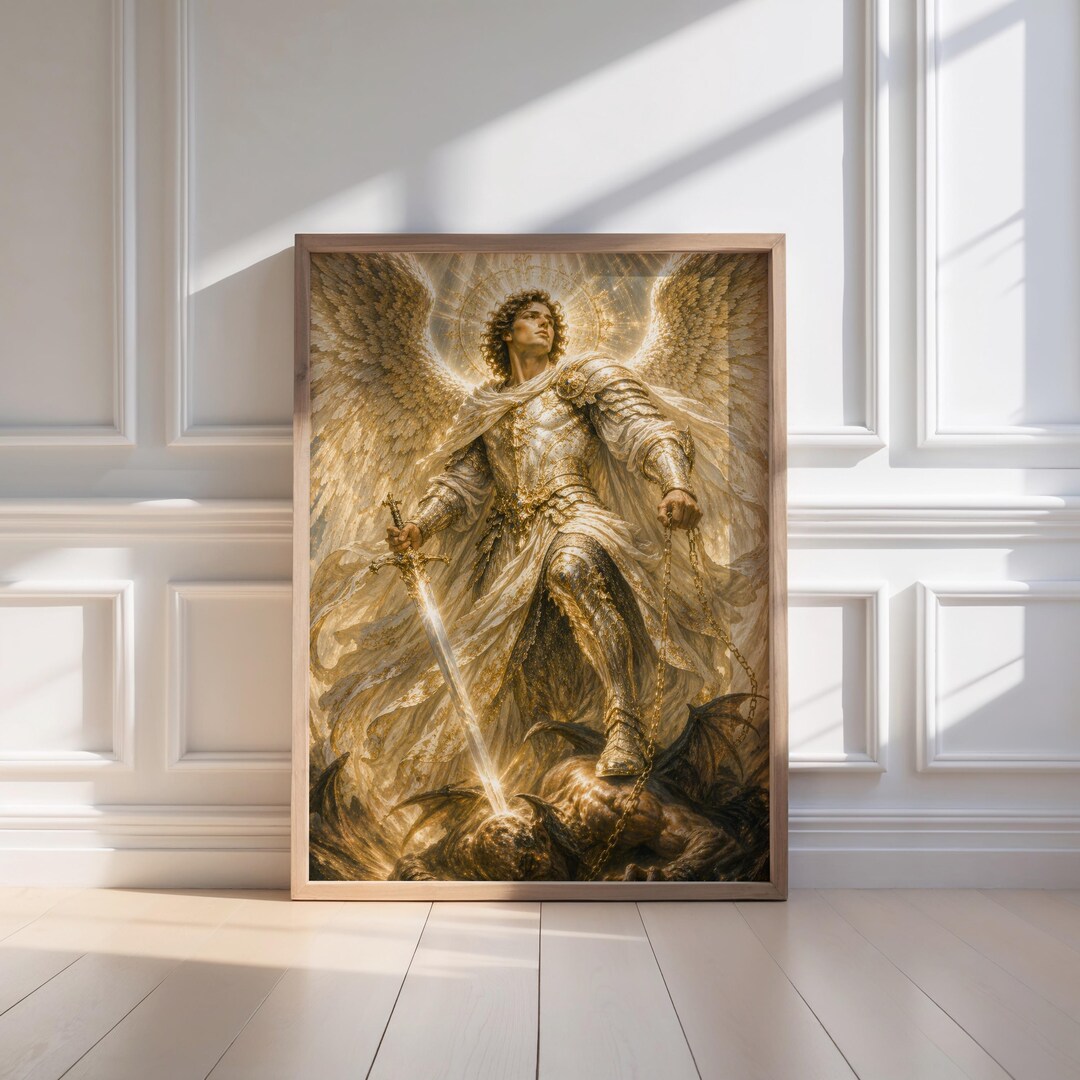 Archangel Michael Wall Art Print, Saint Michael Poster, Angel Warrior ...