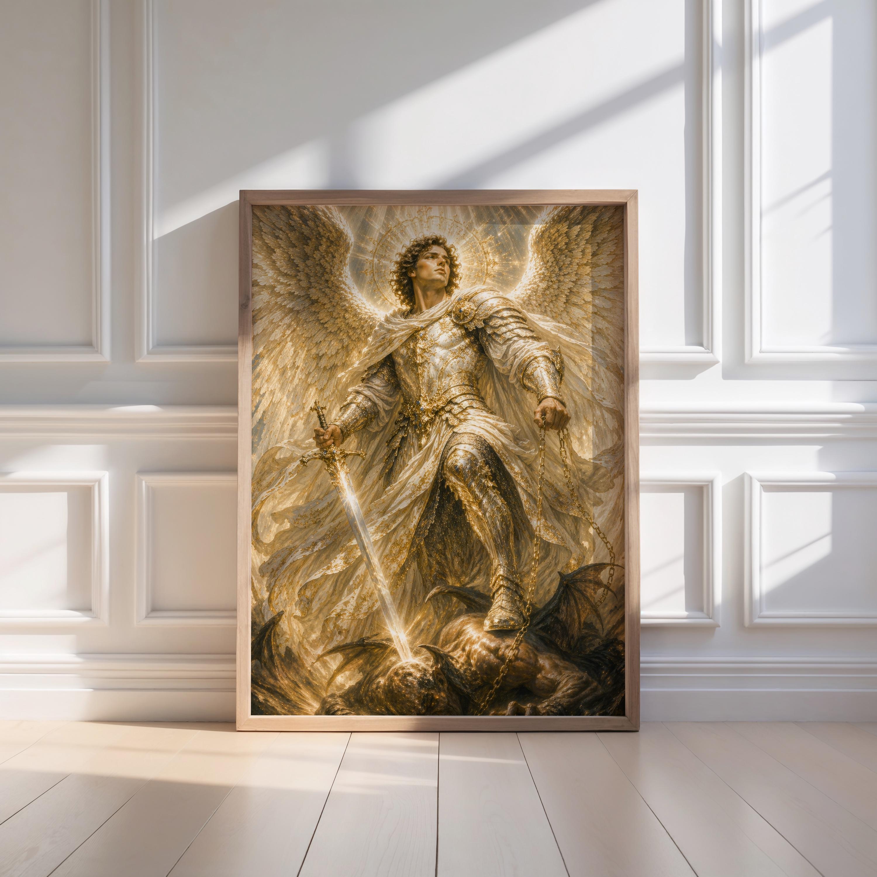 Archangel Michael Wall Art Print, Saint Michael Poster, Angel Warrior ...