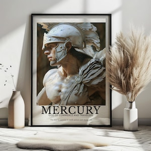 Mercury Roman God Wall Art, Ancient Roman Deity Poster, Motivational Mythology Poster, Ancient Roman Deity Print